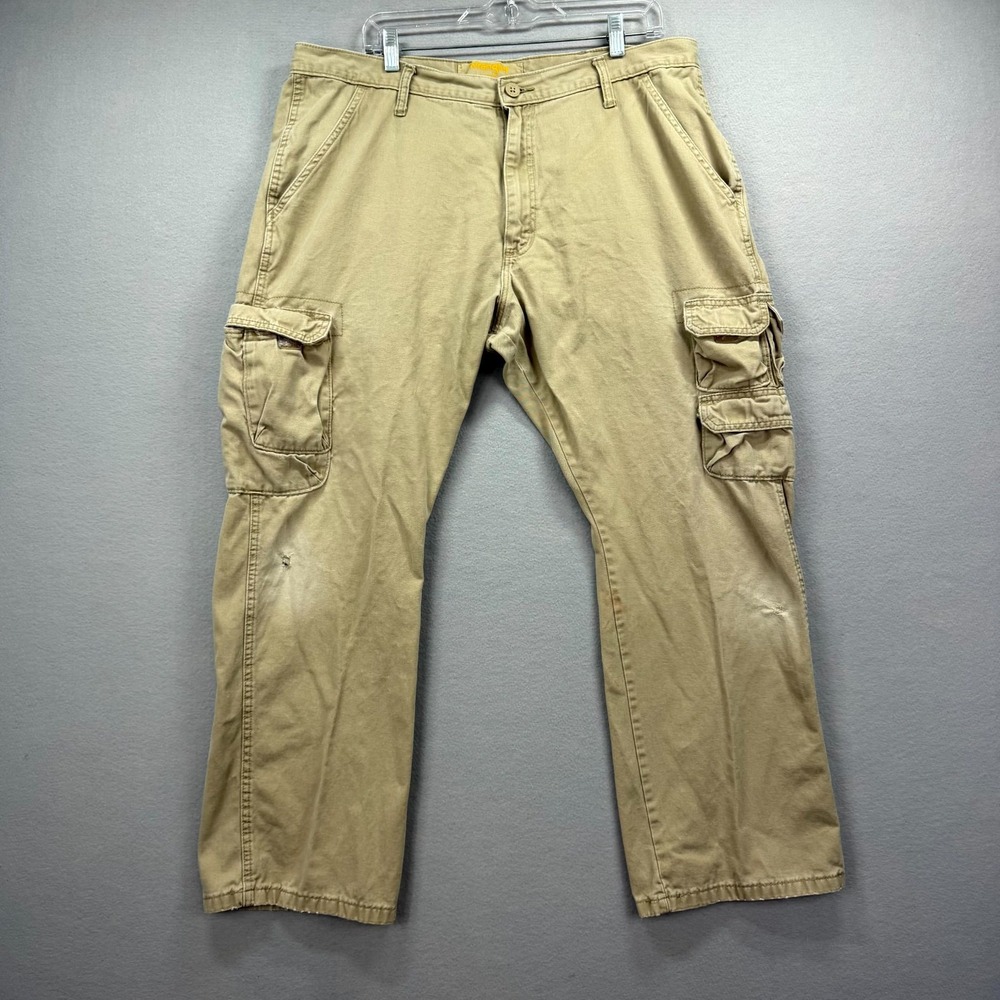 Wrangler Cargo Pants Mens 38x30 Khaki Pockets Chore Paratrooper Work Barn Grunge